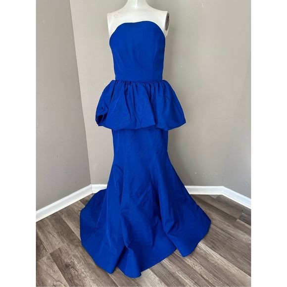 NWT JASON WU COLLECTION Strapless Balloon-Peplum Taffeta Gown US 4 $6195 - Picture 6 of 13